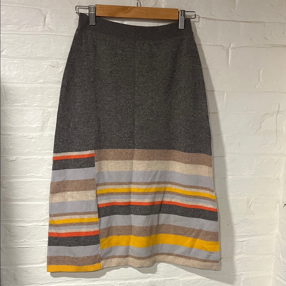 Moth for Anthropologie Multicolor Striped A-Line Skirt Wool Cashmere  Blend NWT